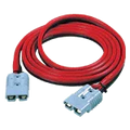 Red plug-to-plug booster cables with heavy-duty gray connectors