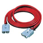Red plug-to-plug booster cables with heavy-duty gray connectors
