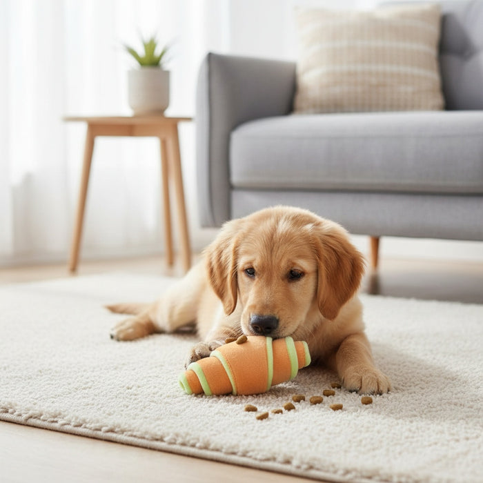 Plush Croissant Dog Toy with Squeaker & Treat Dispenser for Interactive Play