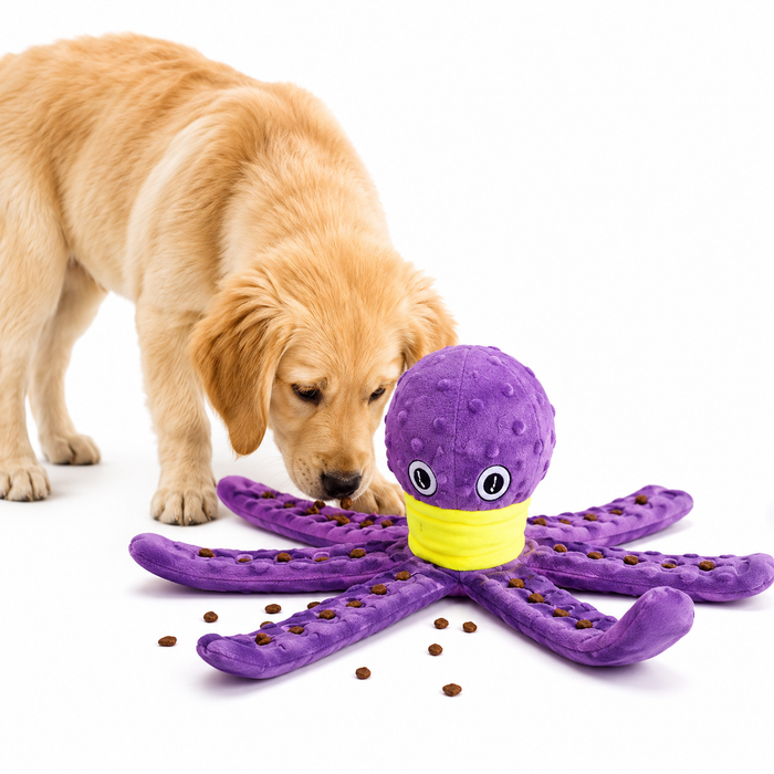 Plush Dog Snuffle Toy Octopus Puzzle | Interactive Slow Feeder for Puppies