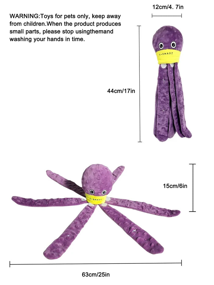 Plush Dog Snuffle Toy Octopus Puzzle | Interactive Slow Feeder for Puppies