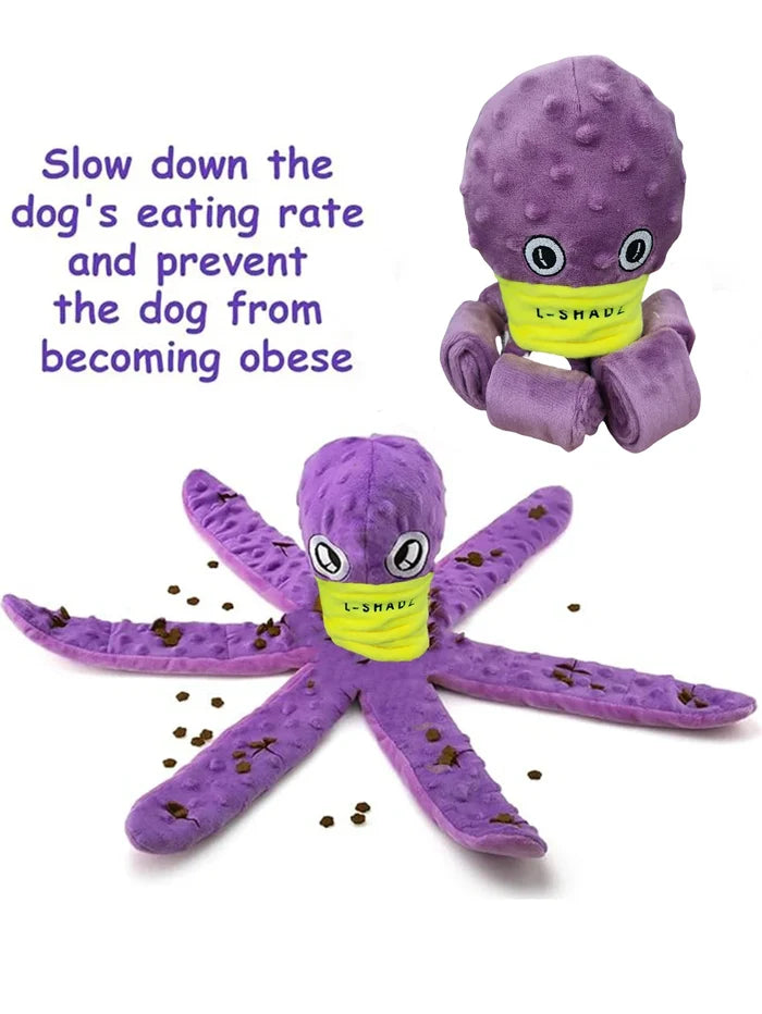 Plush Dog Snuffle Toy Octopus Puzzle | Interactive Slow Feeder for Puppies