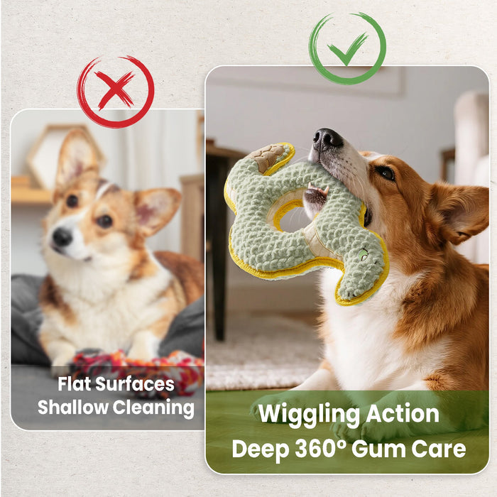 Plush Snake Ring Dog Toy for Interactive Chewing & Tug Play