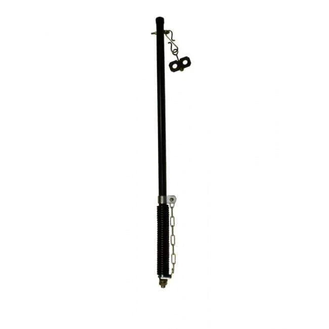 Black pogo stick cable retractor with metal spring and chain for facility power management