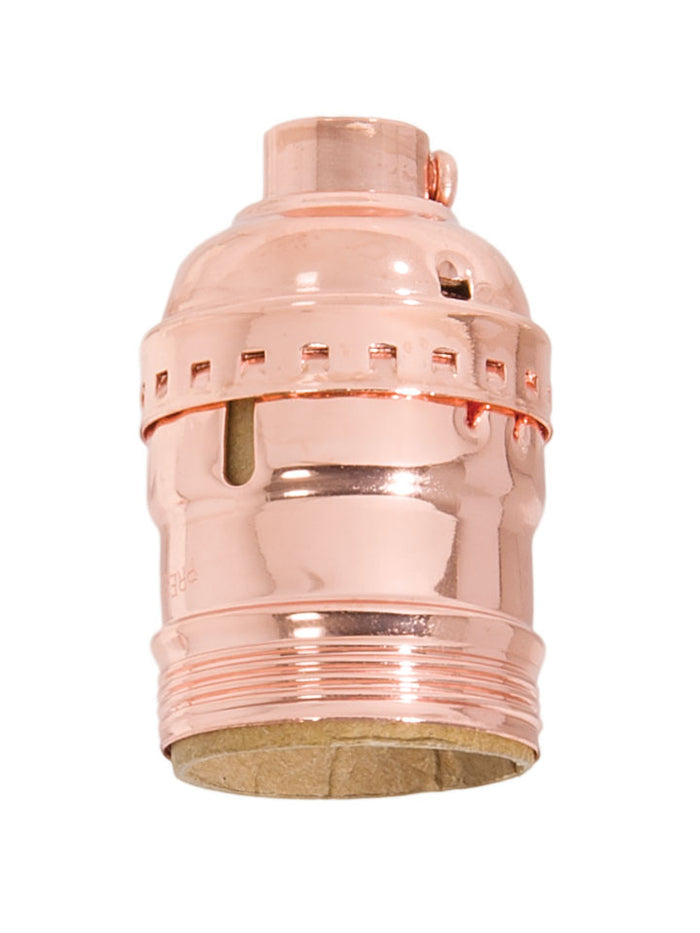 Polished Copper Finish Brass E-26 Short, Keyless Lamp Socket, w/UNO Threads