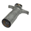 Heavy-duty 4-pole trailer plug, metal body, exposed terminals, no cable guard