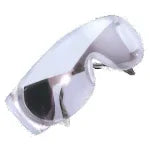 Clear protective safety glasses with wraparound transparent lenses