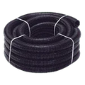 Coiled black polyethylene split loom tubing for wire and cable protection
