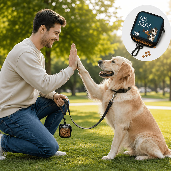Portable Dog Treat Pouch with Clip & Clear Window for Training Walks