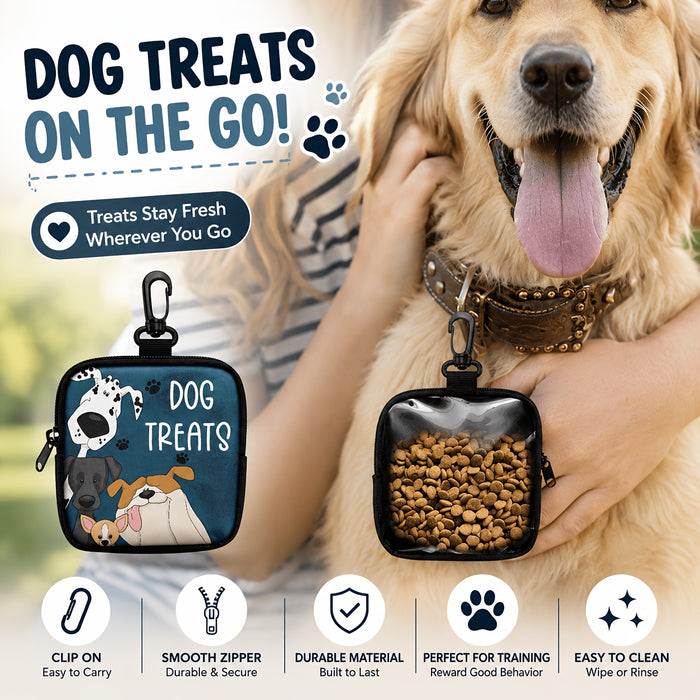 Portable Dog Treat Pouch with Clip & Clear Window for Training Walks
