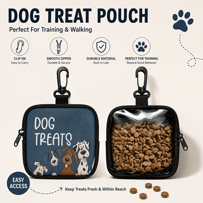 Portable Dog Treat Pouch with Clip & Clear Window for Training Walks