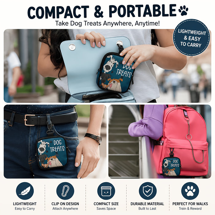 Portable Dog Treat Pouch with Clip & Clear Window for Training Walks