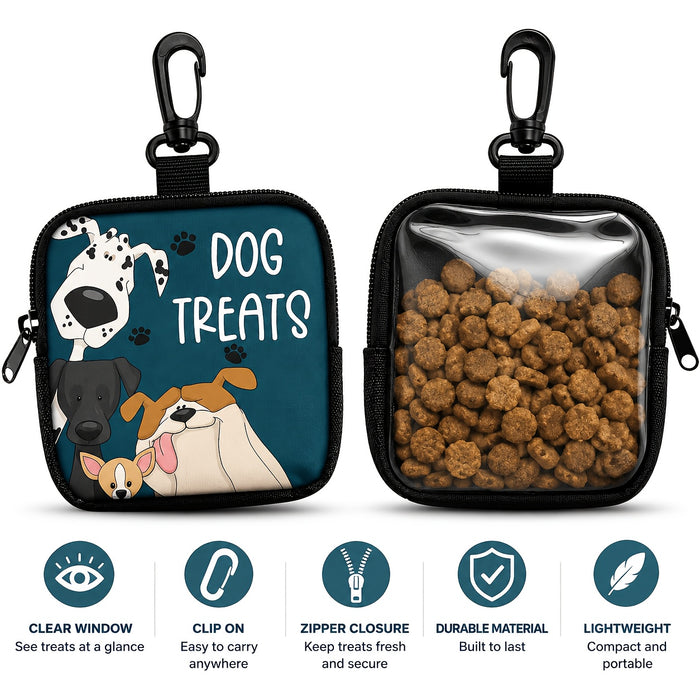 Portable Dog Treat Pouch with Clip & Clear Window for Training Walks