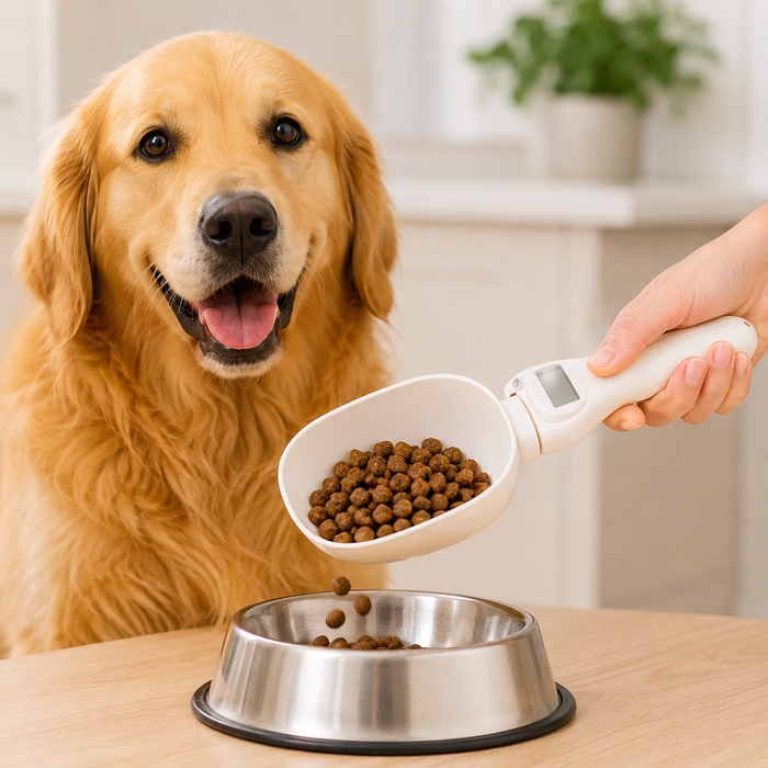 PortionPro Pet Food Measuring Spoon for Dogs & Cats – Digital Food Scale Scoop