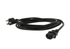 Black 12 AWG to 18 AWG power cord with grounded three-prong plug and C13 connector