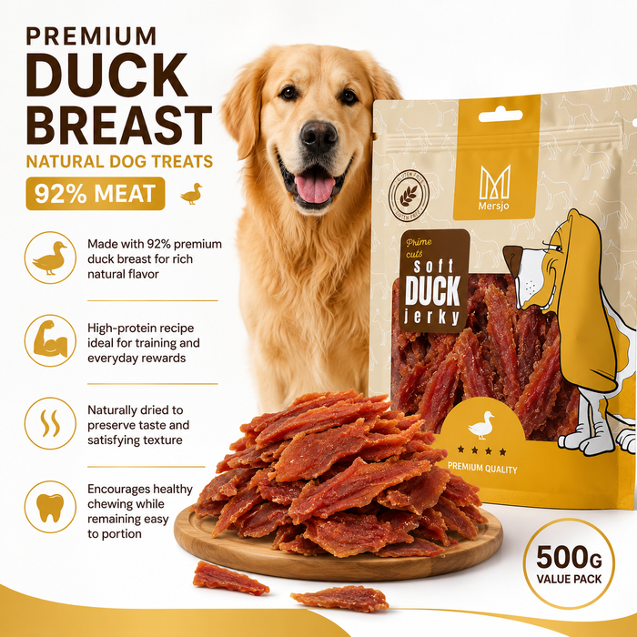 Premium Duck Breast Dog Treats 500g | 92% Meat Natural Training Snacks