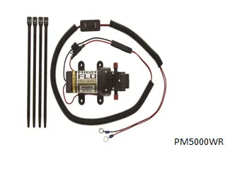 electric pump with wiring harness, cable ties, and connectors for power equipment
