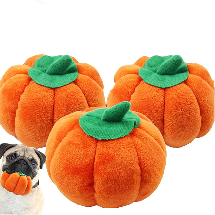 Pumpkin Plush Chew Toys | 3pcs Soft & Festive Halloween Dog Play Set
