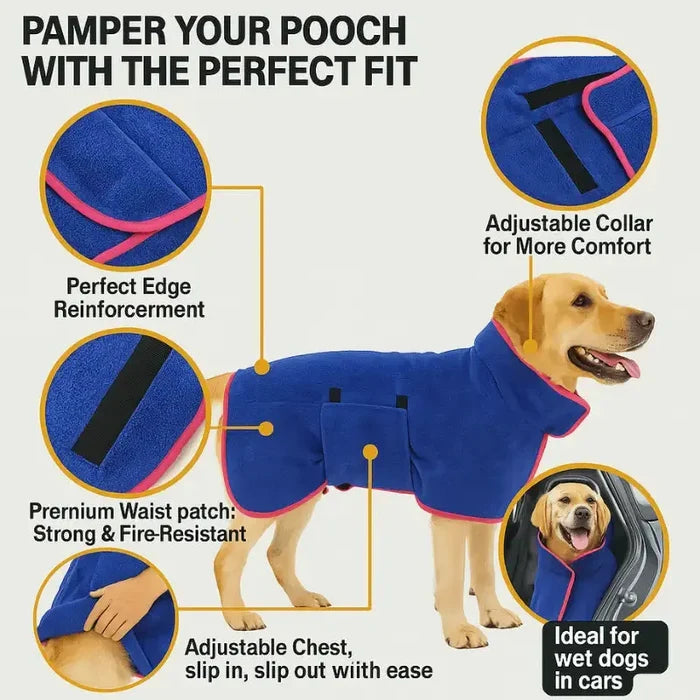 PuppyDry | Dog Towel Robe – Quick Drying Bathrobe for Dogs & Puppies