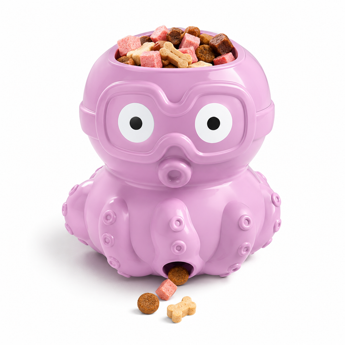 Purple Octopus Treat Dispensing Dog Toy with Slow Feeder Puzzle