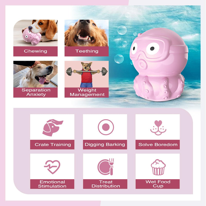 Purple Octopus Treat Dispensing Dog Toy with Slow Feeder Puzzle