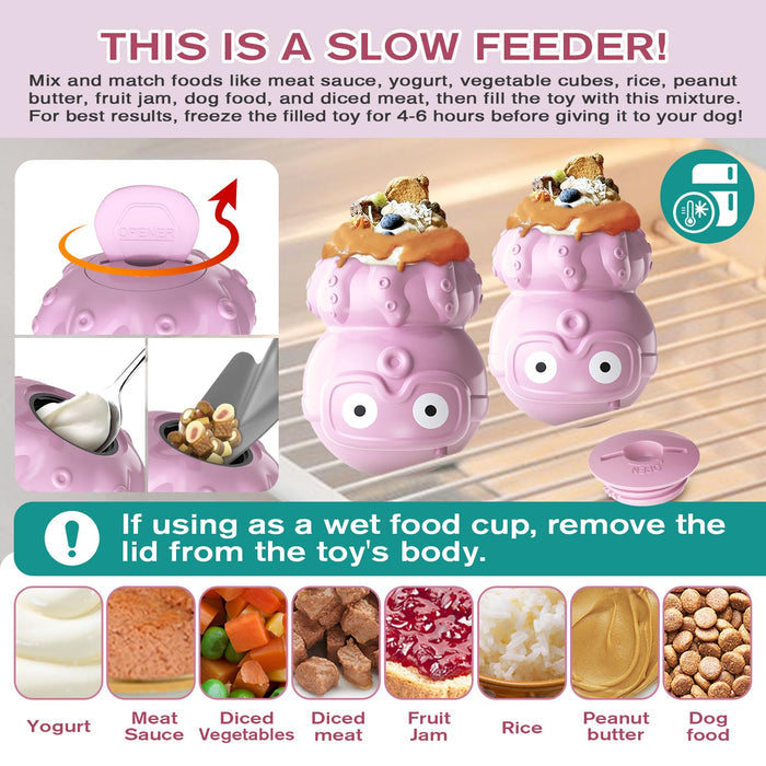 Purple Octopus Treat Dispensing Dog Toy with Slow Feeder Puzzle