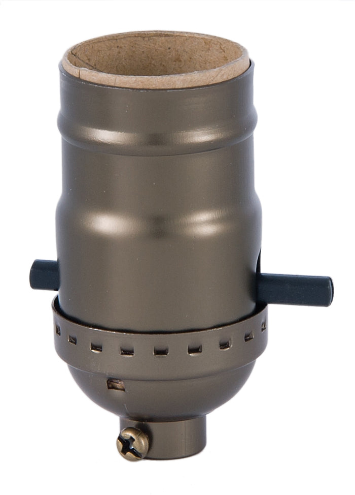 Push-Thru Medium Base Lamp Socket with Antique Brass Finish