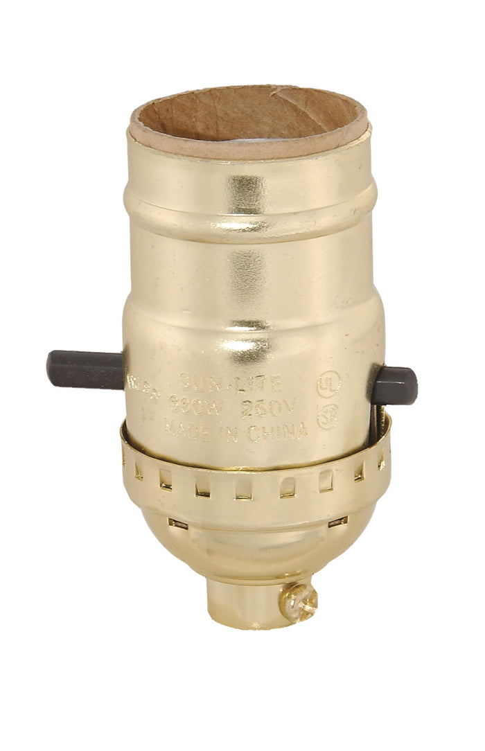 Push-Thru Medium Base Lamp Socket with Brass Plated Finish