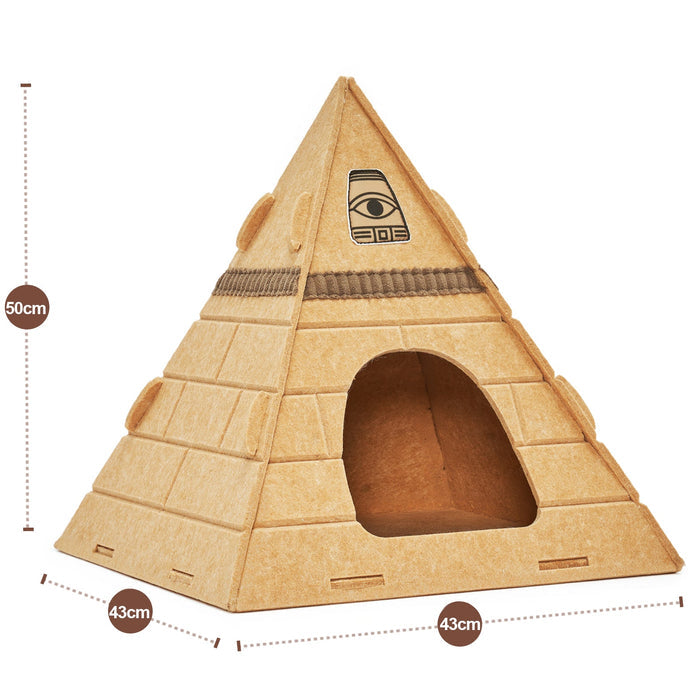 Pyramid Felt Cat Bed | Cat House – Secure Sleep & Scratching