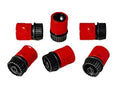 Red quick connect FXF thread connectors with black twist locks, no check valve, set of six