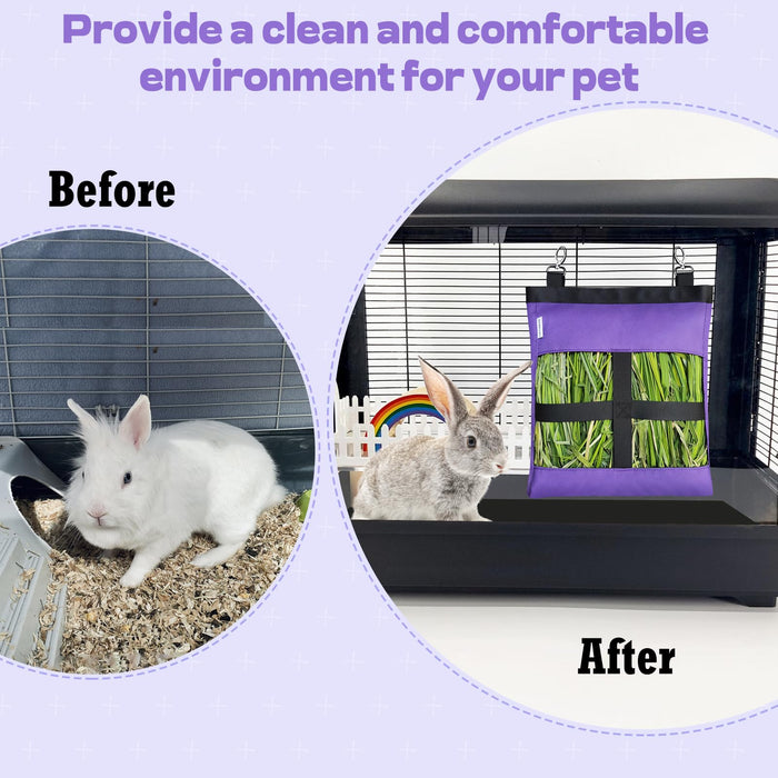 Rabbit Hay Feeder Bag for Guinea Pigs, Rabbits & Small Pets – Hanging Oxford Bag