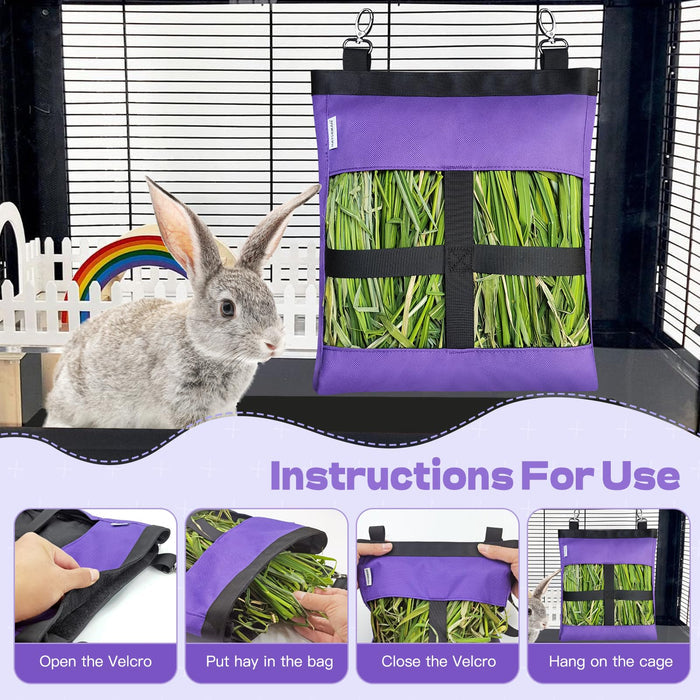 Rabbit Hay Feeder Bag for Guinea Pigs, Rabbits & Small Pets – Hanging Oxford Bag