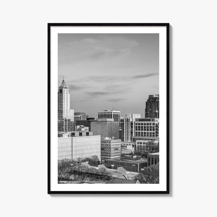 Raleigh Skyline Black and White Fine Art Photo Print, North Carolina Downtown, USA Poster