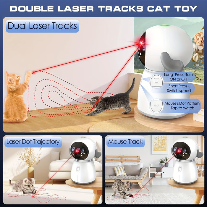 Rechargeable Indoor Cat Laser Toy with Motion Sensor & Dual Play Modes