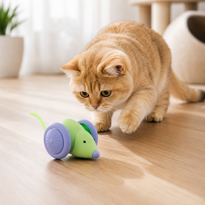 Rechargeable Interactive Cat Mouse Toy | Smart Moving Toy for Indoor Cats