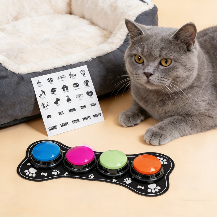 Recordable Dog Communication Buttons Set – 4 Training Sound Buttons for Pets