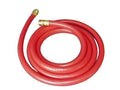 coiled red output hose with brass fittings for industrial or facility power equipment