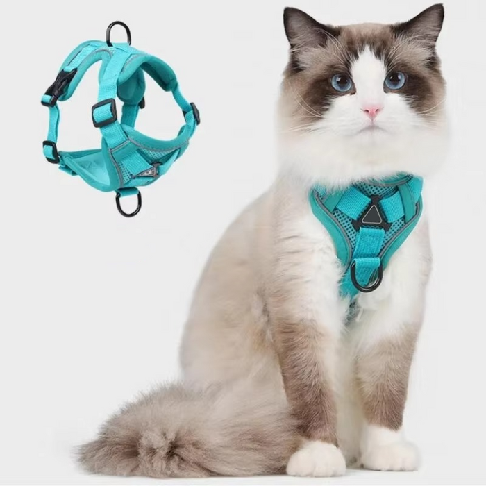 Reflective Cat Harness and Leash Set – Escape Proof Adjustable Cat Walking Vest