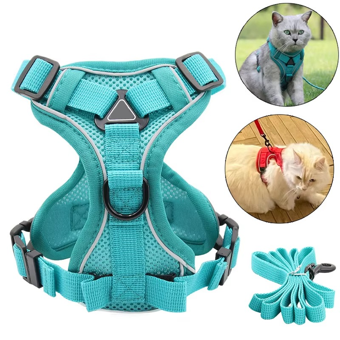 Reflective Cat Harness and Leash Set – Escape Proof Adjustable Cat Walking Vest
