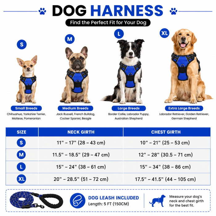 Reflective No-Pull Dog Harness & Leash Set for Medium & Large Dogs