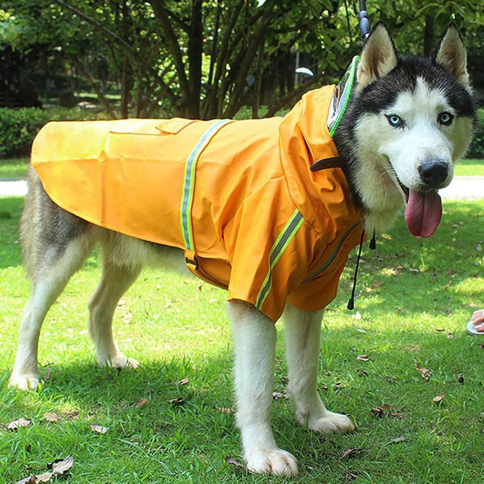 Reflective Waterproof Dog Raincoat – Hooded Rain Jacket with High Visibility Strips