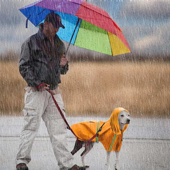 Reflective Waterproof Dog Raincoat – Hooded Rain Jacket with High Visibility Strips