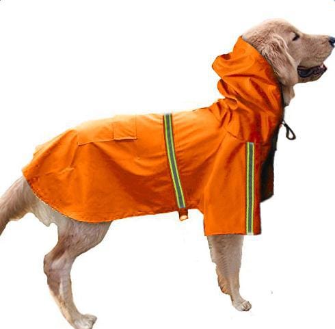Reflective Waterproof Dog Raincoat – Hooded Rain Jacket with High Visibility Strips
