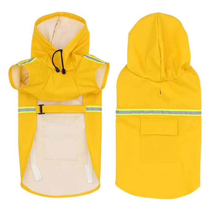 Reflective Waterproof Dog Raincoat – Hooded Rain Jacket with High Visibility Strips