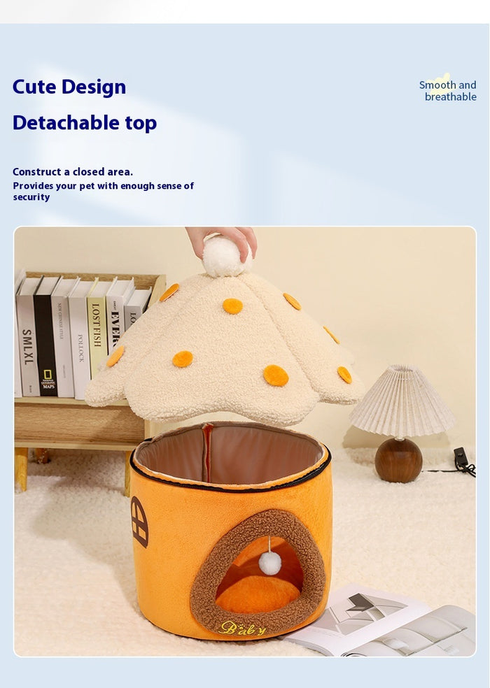 Removable Mushroom-Shaped Pet Nest and House