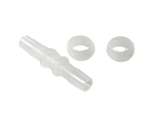White plastic repair coupling with two collars for facility power parts or accessories