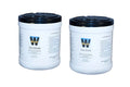 Battery neutralizing and cleaning wipes canisters with black lids on white background