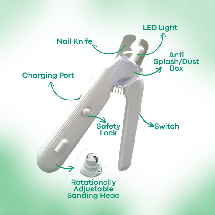 SafeTrim  | LED Pet Nail Clipper for Dogs & Cats, Safe Claw Grooming Tool