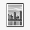 San Diego Skyline Black and White Fine Art Photo Print, Downtown Embarcadero California Poster