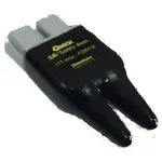 Black SB connector safety boot for power supply terminals, with yellow text and dual-prong design.